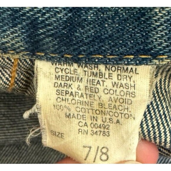Vtg 70s LEE 101-J Denim Jacket Chore Work Riders Western Cowboy Blue Barn Sz 7/8 - Picture 9 of 9